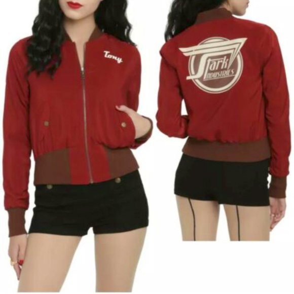 Her Universe Jackets & Blazers - Hot Topic Her Universe Marvel (Tony) Stark Industries Red Bomber Jacket, XXL
